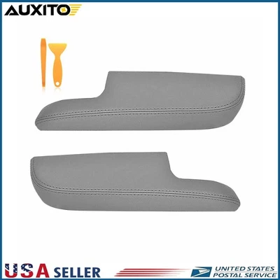 Cubierta de reposabrazos de puerta delantera de cuero gris 2 piezas para camioneta Honda Ridgeline 2006-2014 Foto 1 de 4