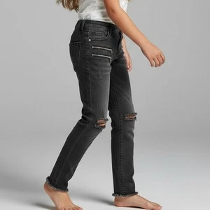 Hudson Mädchen Jeans Größe 16 schwarz distressed mehrere Reißverschlüsse gerades Bein - Bild 1 von 7