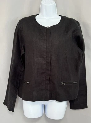 Jaqueta Blazer Gibson Preta 100% Linho Tamanho Médio Feminina Preta - Imagem 1 de 4