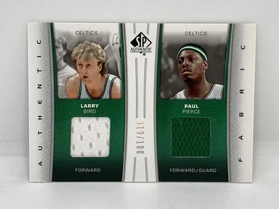 2006-07 SP Authentic Celtics Larry Bird & Paul Pierce Dual Jersey Card 019/100 - Image 1 of 2