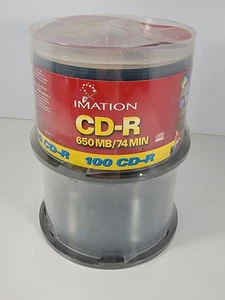 Vtg IMATION CD-R : 650Mb, 1-8x, 74 Min - 100 Spindle Pack Recordable Discs - NEW - Afbeelding 1 van 5