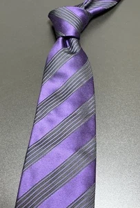 Durban Regimen Stripe Tie Purple Made In Japan - Picture 1 of 3