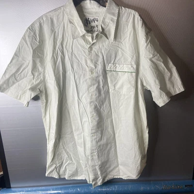 Camisa Kirra Para Hombres 2XL Abotonada Verde Claro Rayas Manga Corta Surf Foto 1 de 4