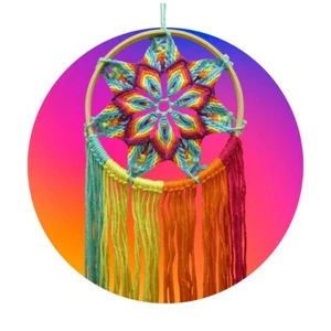 Rainbow Macrame Mandala KIT Bright Star Macrame Design Works Crafts NOS SEALED - Picture 1 of 7