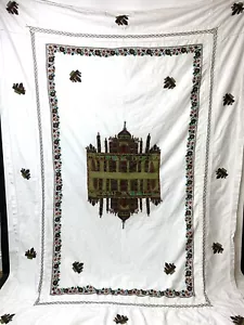 Vintage unique ornate embroidered tablecloth Middle Eastern Taj Mahal Moroccan - Picture 1 of 11
