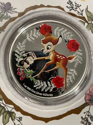 2020 NIUE ISLAND $2 SILVER COINBAMBI: DISNEY SEASON’S GREETINGS / 3000 MINTED!  - Image 1 of 4