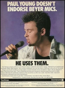 Paul Young 1987 Beyer Tourgroup Series Micrófono Anuncio 8 x 11 Micrófono Anuncio - Imagen 1 de 3
