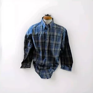 Arnold Palmer Long Sleeve Button Down Blue Plaid Shirt XL 17-17.5 Tall Long - Picture 1 of 7