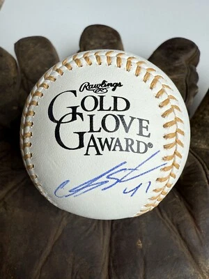 Carlos Santana Signed Autographed Official Gold Glove Baseball - Image 1 of 2