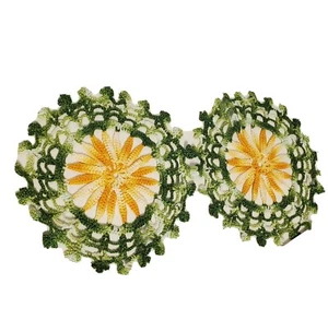 Vintage Swedish (Dalarna) 1960’s Set of Hand Crocheted Sunburst Flower Dollies - Picture 1 of 9