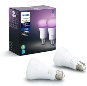 Philips Hue Blanc et Couleur Ambiance Lot de 2 Ampoules LED Intelligentes Bluetooth A19 - Photo 1 sur 4
