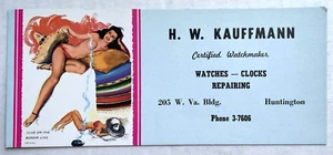 Blotter de chica pinup publicitaria de 1950 con chica mexicana de Thompson - Imagen 1 de 3