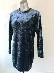 SIZE 10 GREY CRUSHED VELVET SHORT DRESS SWEATSHIRT STYLE GOTH WHITBY PARTY - Picture 1 of 9