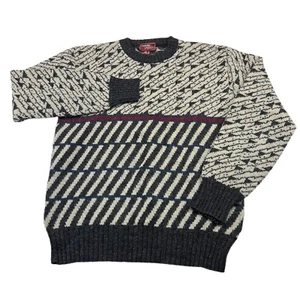 Vtg 90s Wool Sweater Cambridge Classics Mens Medium Preppy College Crosby Crazy - Picture 1 of 9