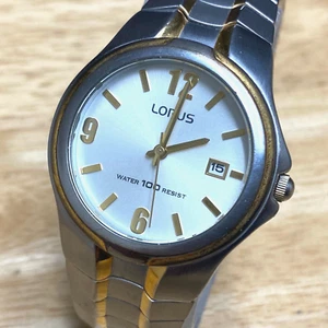 Lorus LR3368 Men 30m Dual Tone Stretch Analog Quartz Watch~Day Date~New Battery - Picture 1 of 5