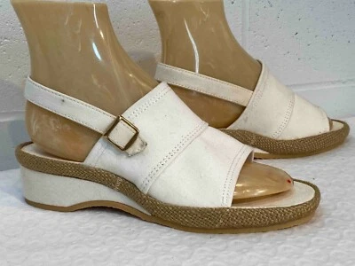Sandalias de Lona Talla 6.5 NOS De Colección Años 70 Zapatos Keds Saltamontes Cordones Tacón de Cuña Foto 1 de 4