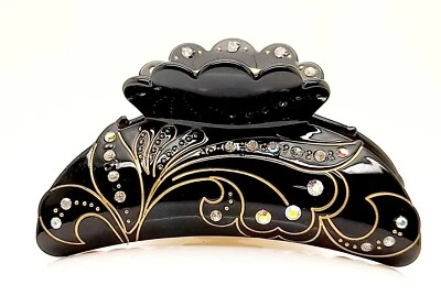 H001 Tamaño Grande Negro Acrílico con Estrás Garra Clip Accesorio para el Cabello Artículo de Regalo Foto 1 de 4