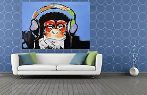Canvas Street Art Print DJ MONKEY chimp Painting 70cm Australia - Picture 1 of 6