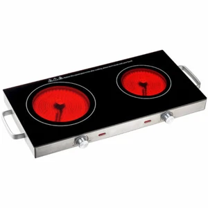 Glaskeramik-Doppelkochfeld mit Infrarot-Wärme; 2.800 W; Ø 16.5 & 20 cm - Bild 1 von 4