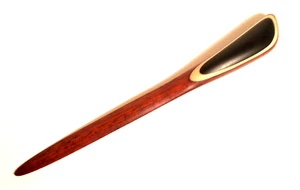 #5 "Art Deco" Style Grip Hardwood Letter Opener Knife- Ebony, Holly & Bloodwood - Picture 1 of 4