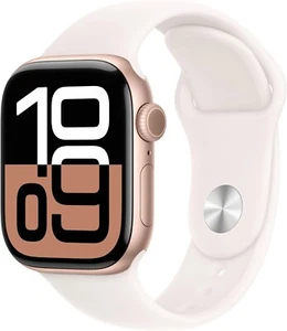 Apple Watch Series 10 42mm GPS Rose Gold w/ S/M Light Blush Band MWWH3LW/A - Photo 1 sur 9
