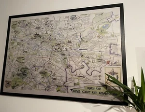 Very Large Vintage Glasgow City Street Map circa 1957 Pre M8 Motorway #2 - Picture 1 of 13