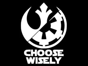 Calcomanía de vinilo Star Wars Choose Wisely Jedi Sith pegatina de pared coche ELIGE TAMAÑO COLOR - Imagen 1 de 2