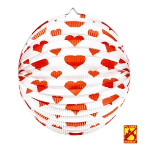 Romantischer Herz-Lampion aus Papier Weiß-Rot Ø 25cm Deko Laterne für Verliebte - Bild 1 von 3