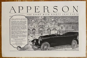 1920 Apperson Brothers Automobile Co. Ephemera Vintage Print Ad Full Page B&W - Picture 1 of 1