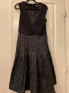 Adrianna Papell Black Chiffon/Taffeta Cocktail Dress Sz Approx 14 - Picture 1 of 5