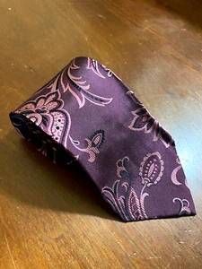 ETRO Purple Paisley Neck Tie Woven Silk - Picture 1 of 5