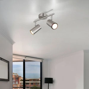 Lampada Spot Plafoniera Binario Faretti Mobile Argento Corridoio GU10 2-Flammig - Foto 1 di 10