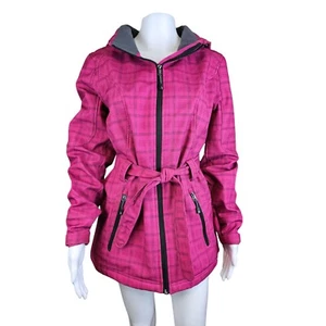 Xersion Performancewear Large Hot Pink Plaid Lined w/ Fleece Winter Hooded Coat - Picture 1 of 8
