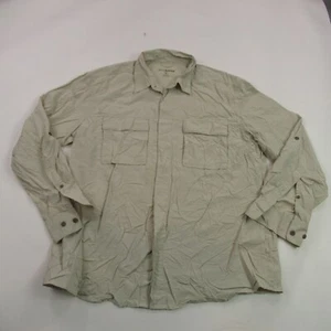 Eddie Bauer Shirt Mens Large Long Sleeve Button Front Pocket Regular Fit Tan - Picture 1 of 9