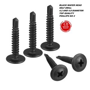 BLACK SELF DRILLING CAR INTERIOR PANEL SCREWS WINDOW FRAME SELF TAPPING - Picture 1 of 3