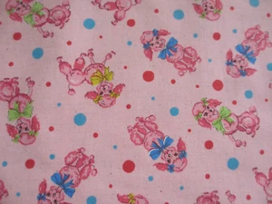 KOKKA Cotton Canvas Fabric PINK POODLES with Bows Pink Background 23" X 22" - Picture 1 of 4