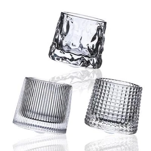 Crystal Whiskey Glasses 5 OZ Set of 3 Rotatable Old Fashioned Glasses Tumbler... - Picture 1 of 7