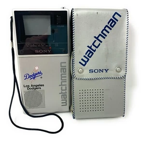 Vintage Sony Watchman Portable Black & White TV FD-20A Los Angeles Dodgers Theme - Picture 1 of 14