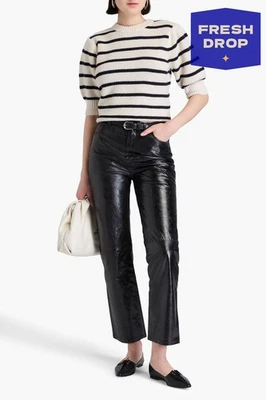 RRP€296 CLAUDIE PIERLOT Leather Straight Trousers FR38 US6 UK10 M Black — 第 1/4 张图片