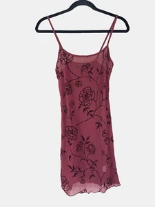 Vintage Damen kleines burgunderrotes Samt Burnout Netz Cami Whimsigoth Y2K Fee Italien - Bild 1 von 8