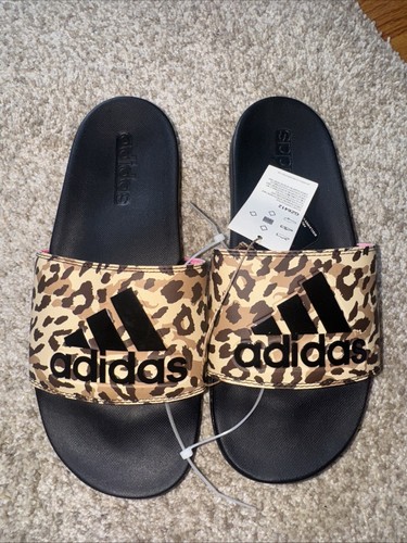 Sandali infradito adidas adilette comfort slides 7 stampa ghepardo marrone rosa marrone