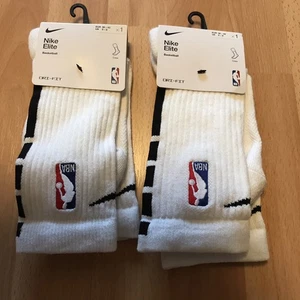 2 pairs Nike Elite NBA Crew DRI-FIT Basketball Socks (White/Black) Medium UK 5-8 - Picture 1 of 3