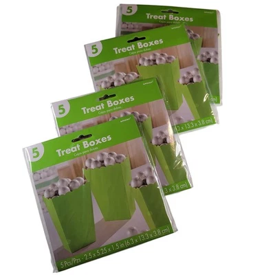 20 Green Treat Boxes for Popcorn, Candy, Party Favors - 4 Packs of 5,  Birthday - Image 1 of 4