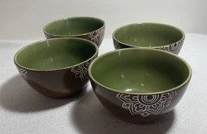 4er Set Pier 1 Imports Global Medaillon braun/grün Müslischalen 5 1/2" - Bild 1 von 24