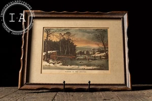 Stampa incorniciata vintage Currier & Ives "Inverno in campagna" - Foto 1 di 5