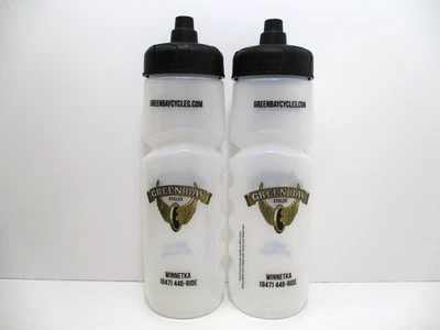 2 Green Bay Cycles Winnetka Clear Bicycle Squeeze Water Bottles 26 oz USA Made - Image 1 of 4