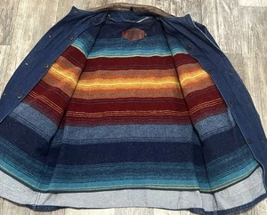 Vintage 80’s Woolrich Denim Blanket Lined Barn Coat Jacket Size Medium USA Made - Picture 1 of 11