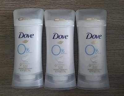 3 Dove 0% SENSITIVE Deodorant Stick Solid Women Aluminum Free 2.6 Oz Ea (B3-D17) - Image 1 of 4