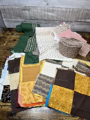 Fabric Scraps Lot Quilting Blocks Strips Squares Doll Clothes Crafts Scrapbook - Image 1 of 4