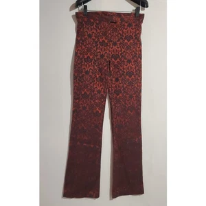 Vtg ISIS Los Angeles Gothic Satin Jaquard Scroll Bootcut Pants Womens Size S USA - Picture 1 of 9